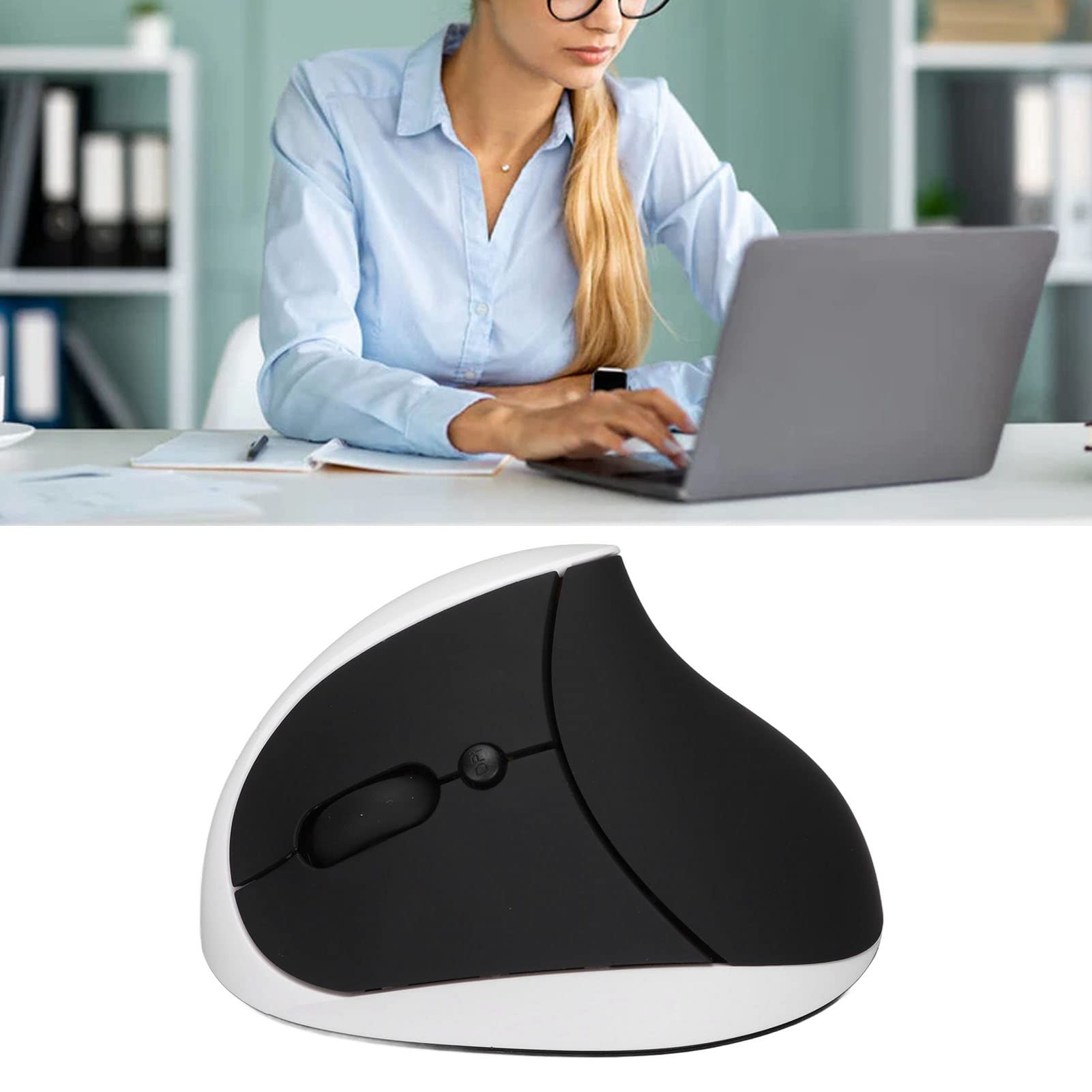 XUMIUZIY Mouse per Mancini, Mouse Ergonomico Verticale Wireless 2.4G, Mouse Ottico Regolabile 800/1200/1600 DPI, Ricaricabile con Ricevitore USB, per Computer Portatile PC Desktop (bianco