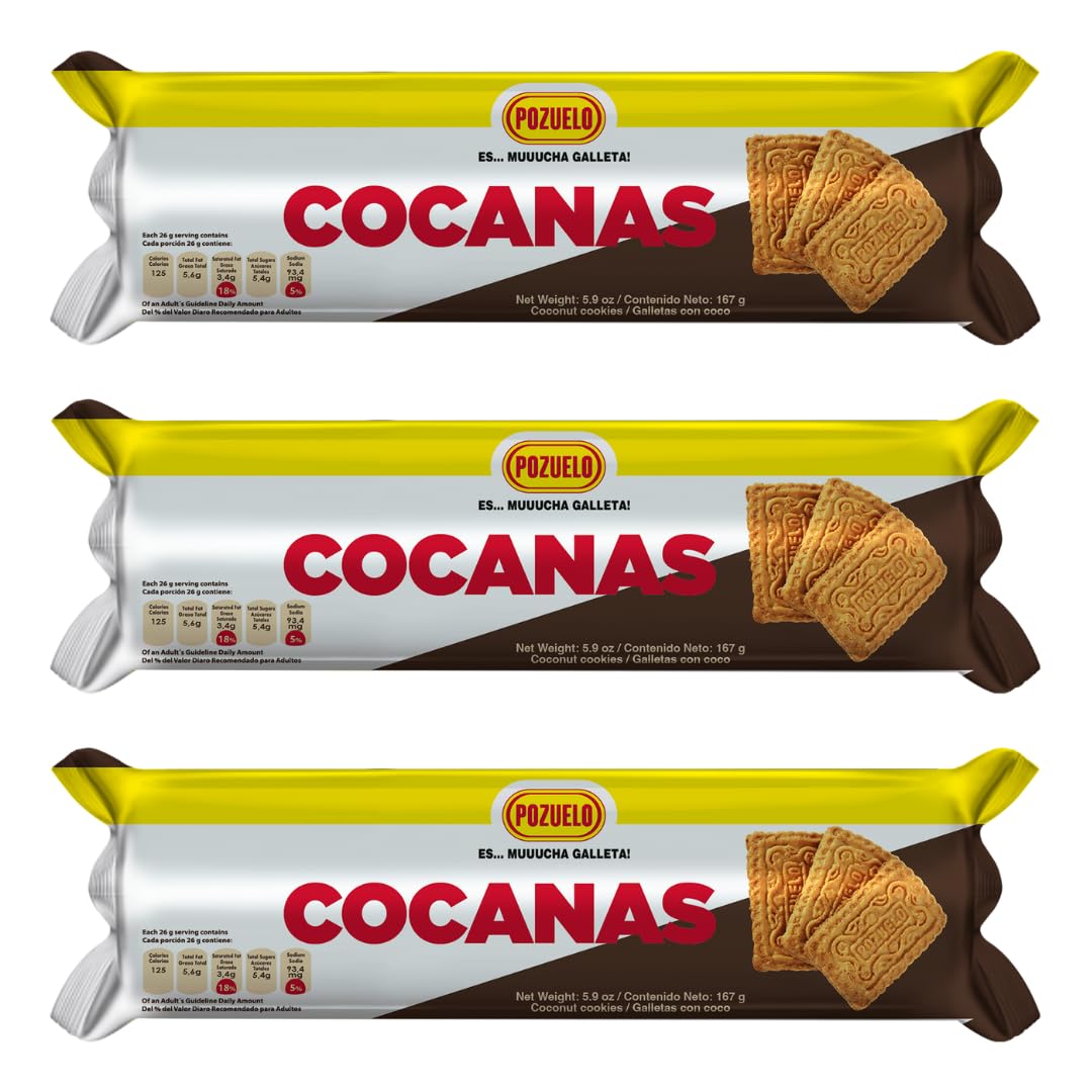 Pozuelo Cocanas Cookies | Coconut Cookies | Fresh & Crunchy | Great Dessert | 5.89 Oz (Pack of 3)