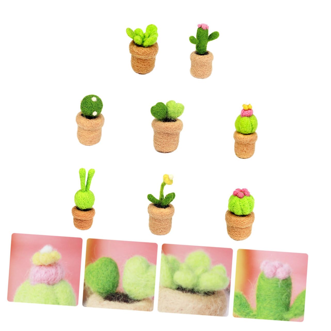 Beatifufu Create Mini Cactus Decor Pcs DIY Needle Felting Kit Wool Felting Material Pack for Boys and Girls Adults