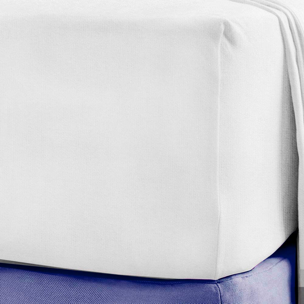 Sleep&Snuggle 100% Brushed Cotton Thermal Flannelette Fitted Sheet - Small Double - White