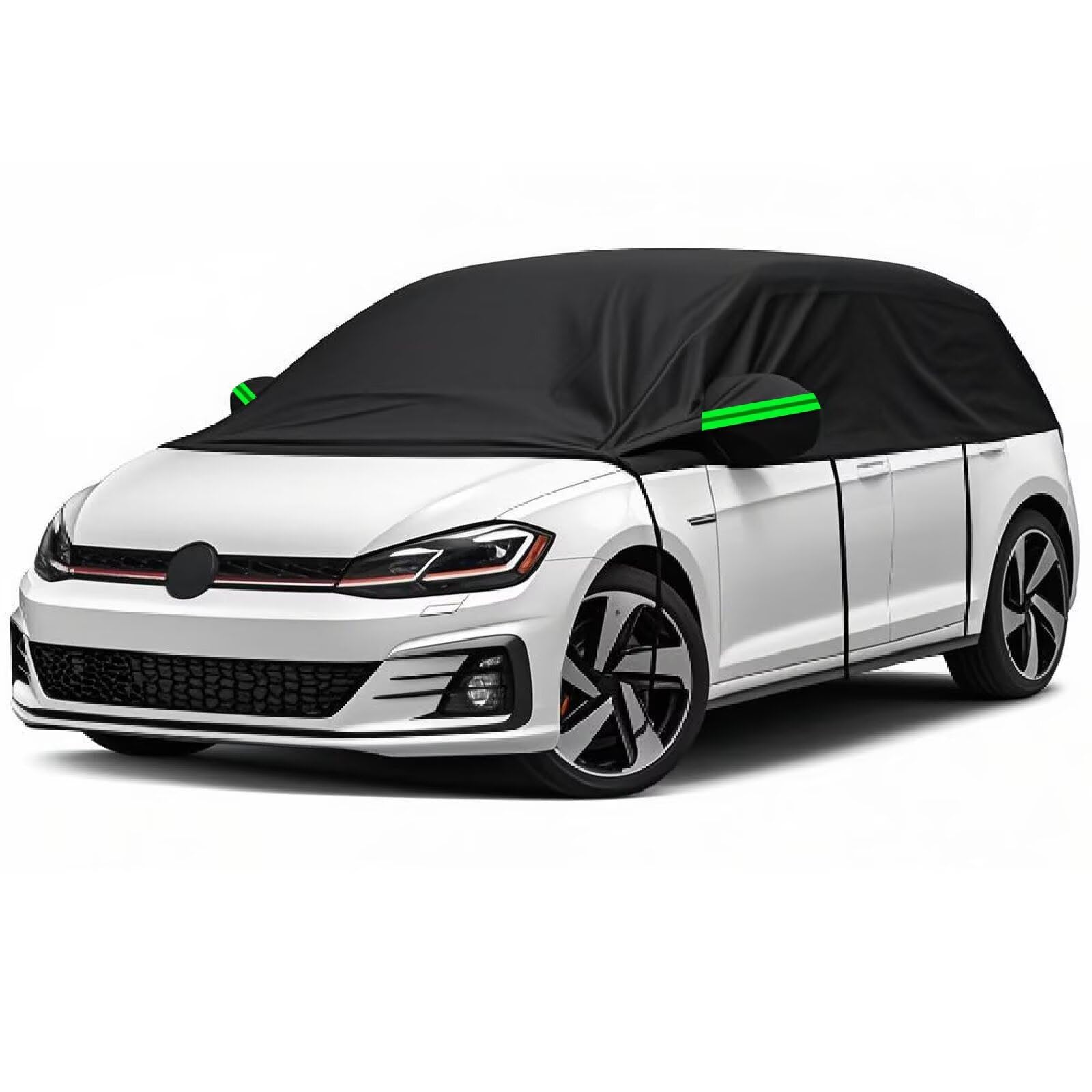 generic Half car Cover Compatible with Citroen C3 CC21 2021-2022,Four Seasons Dustproof, Waterproof, Snowproof, with Storage Bag（Black）