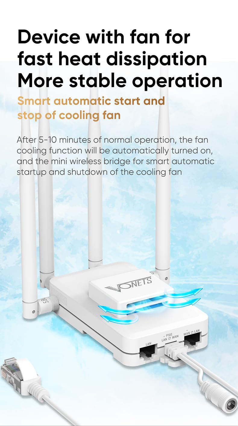 VONETS VAR1800-H Gigabit WLAN Bridge Router, Ethernet Wireless RepeaterRJ45, adapter WLAN, wzmacniacz zasięgu, 3 Gigabit POE do robotów, przemysłowe urządzenia sieciowe IoT 1800 Mbit/s, VAR1800-H