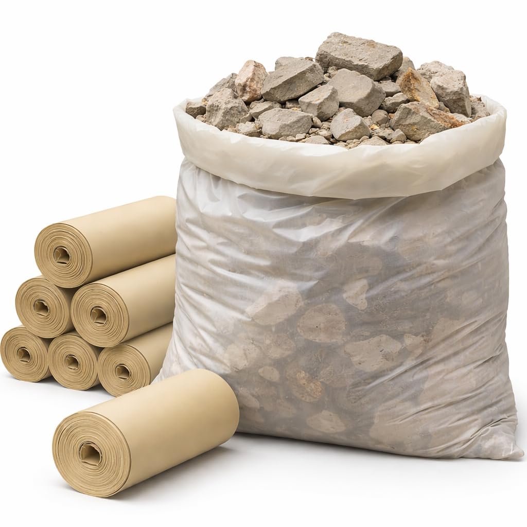 Sacchi per Macerie 90x120 AMBRA, Resistenti in Plastica - Sacchetti per Calcinacci, Detriti, Rifiuti Edili Robusti