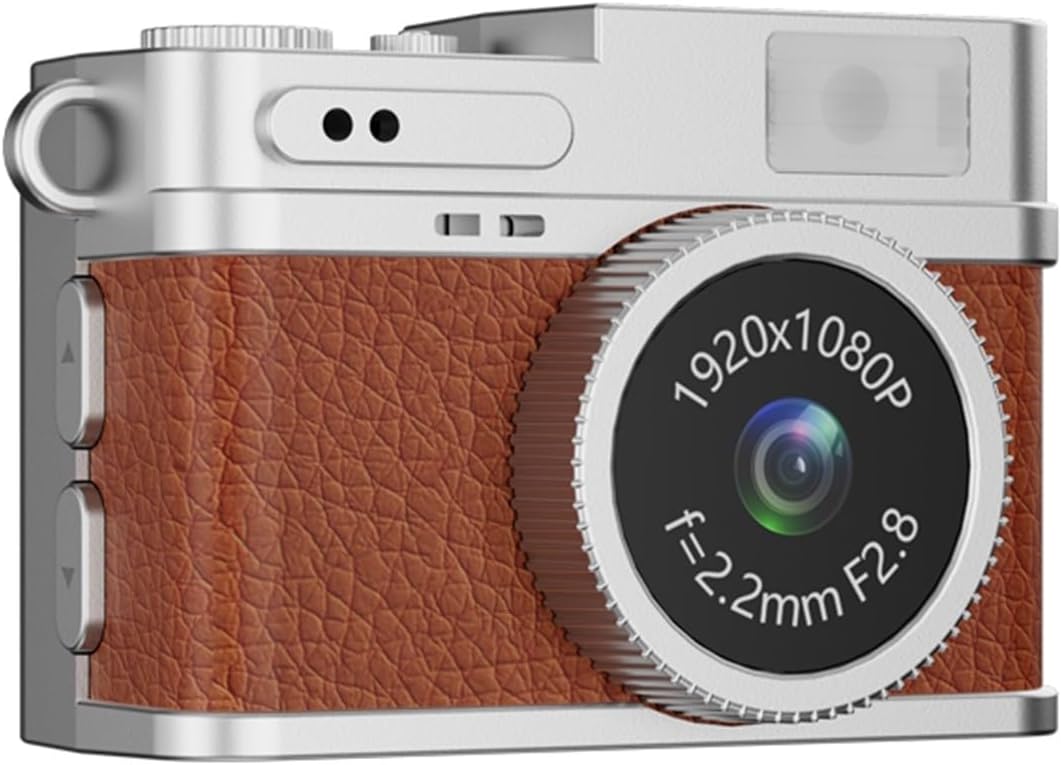 1080P Retro Portable Mini Digital Camera with 0.96 Inch IPS Screen & LED Fill Light for Daily Video Shooting