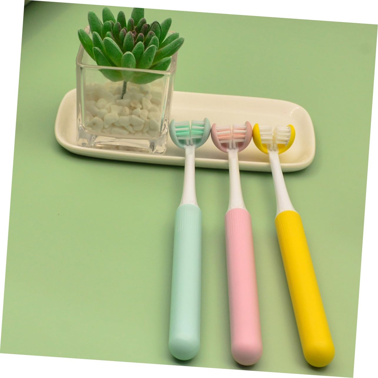 Spazzolino Setole Morbide la Pulizia dei Denti Design Avvolgente a 3 Lati, Manico Comodo in Pp Igiene Orale Quotidiana per Adulti