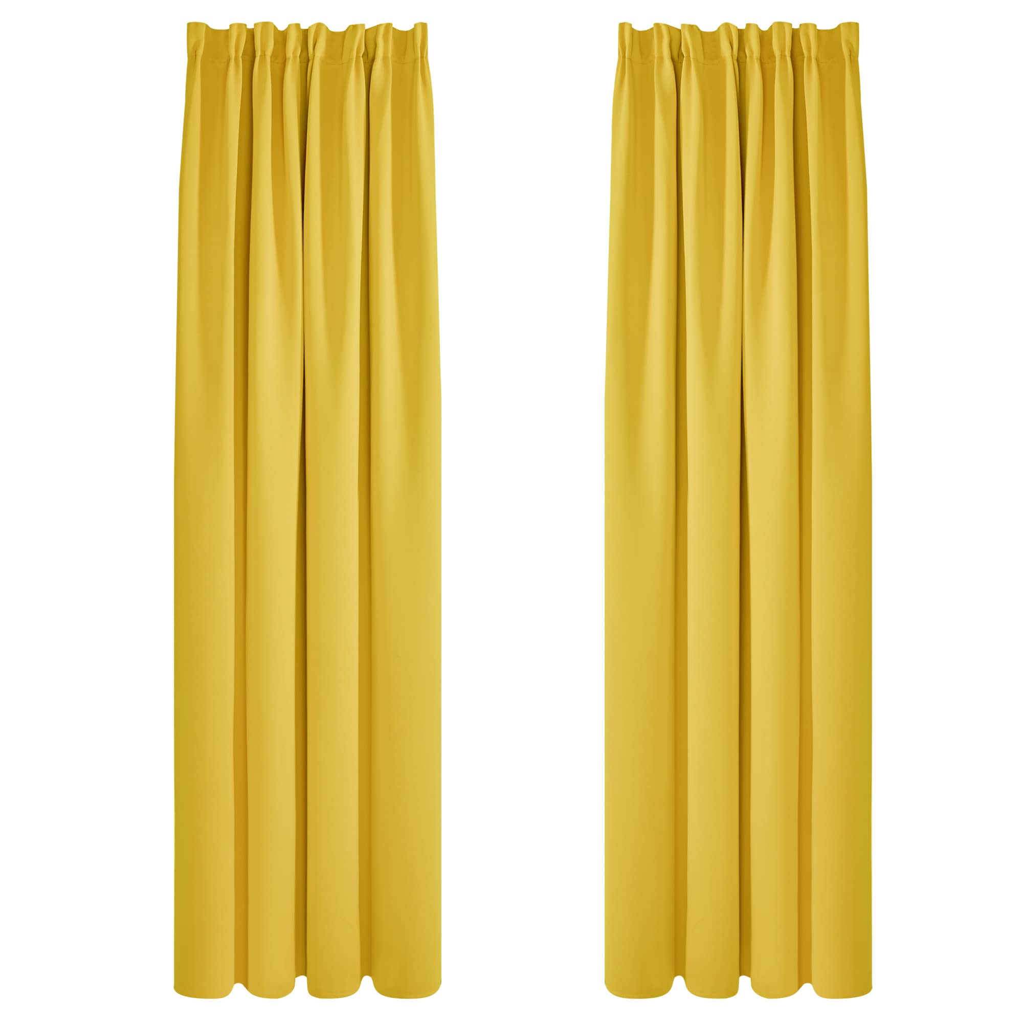 Deconovo Mustard Yellow Blackout Curtains Pencil Pleat Curtains And Rod Pocket Curtains For Living Room W55xl102 Inch Mellow Yellow