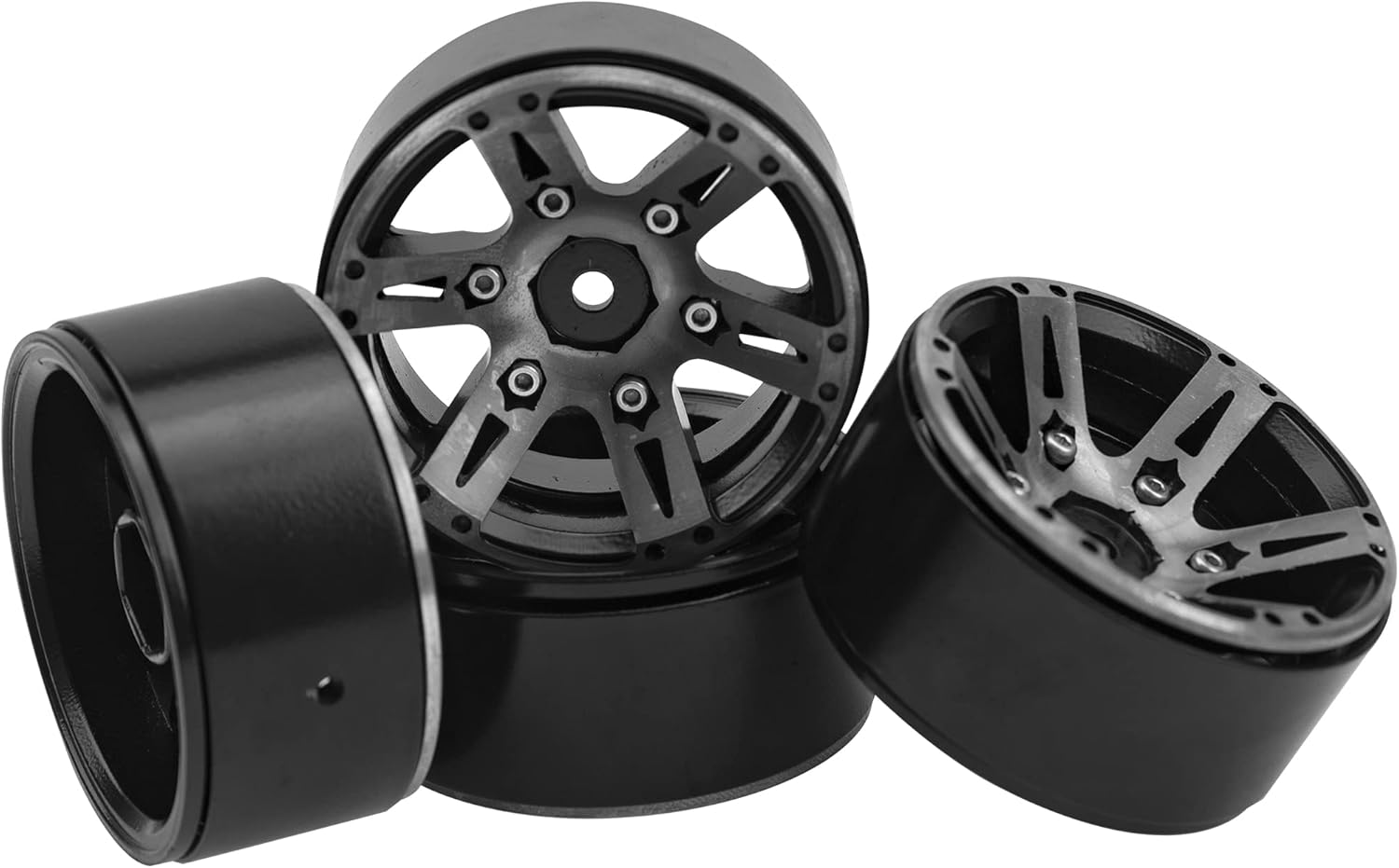 Metal 1.9'' Beadlock Wheel Rims 1.9 Wheels 12mm Hex Hubs Compatible with Axial SCX10 SCX10-ii SCX10-iii Traxxas TRX4 RC4WD D90 Gen7 Gen7 1/10 RC Crawler, 4Pack