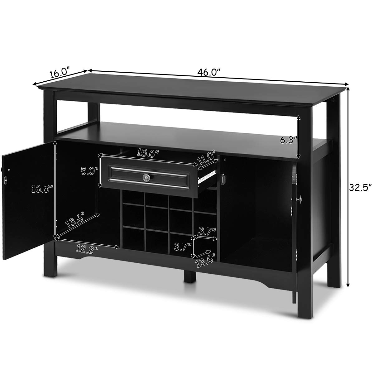 Giantex Sideboard, Farmhouse Buffet Storage 12 Wine Bottle