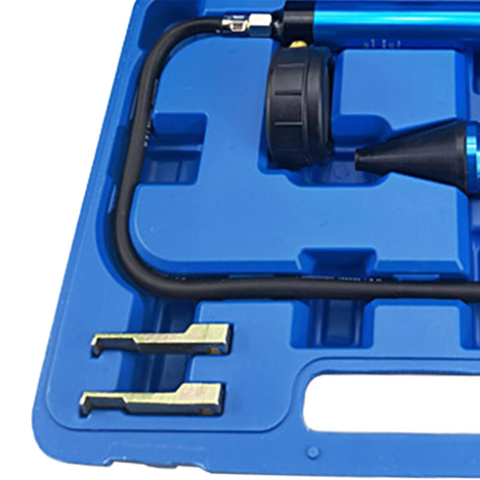 Kit de Prueba de presión para Bomba radiador con Cabezal cónico y Pinza Que Garantiza un Ajuste Seguro. Incluye Estuche Transporte.