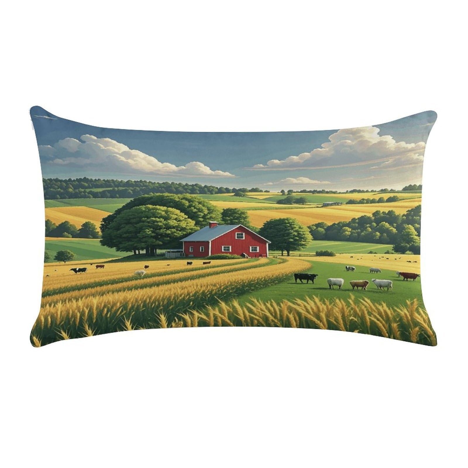 Country Farm Pillow Case Decorative Rectangle Throw Pillow Cover Soft Plush Pillowcase Cozy Cushion Case Modern Pillow Sham Cushion Cover for Bedroom Sofa Couch 20 X 12 Inch