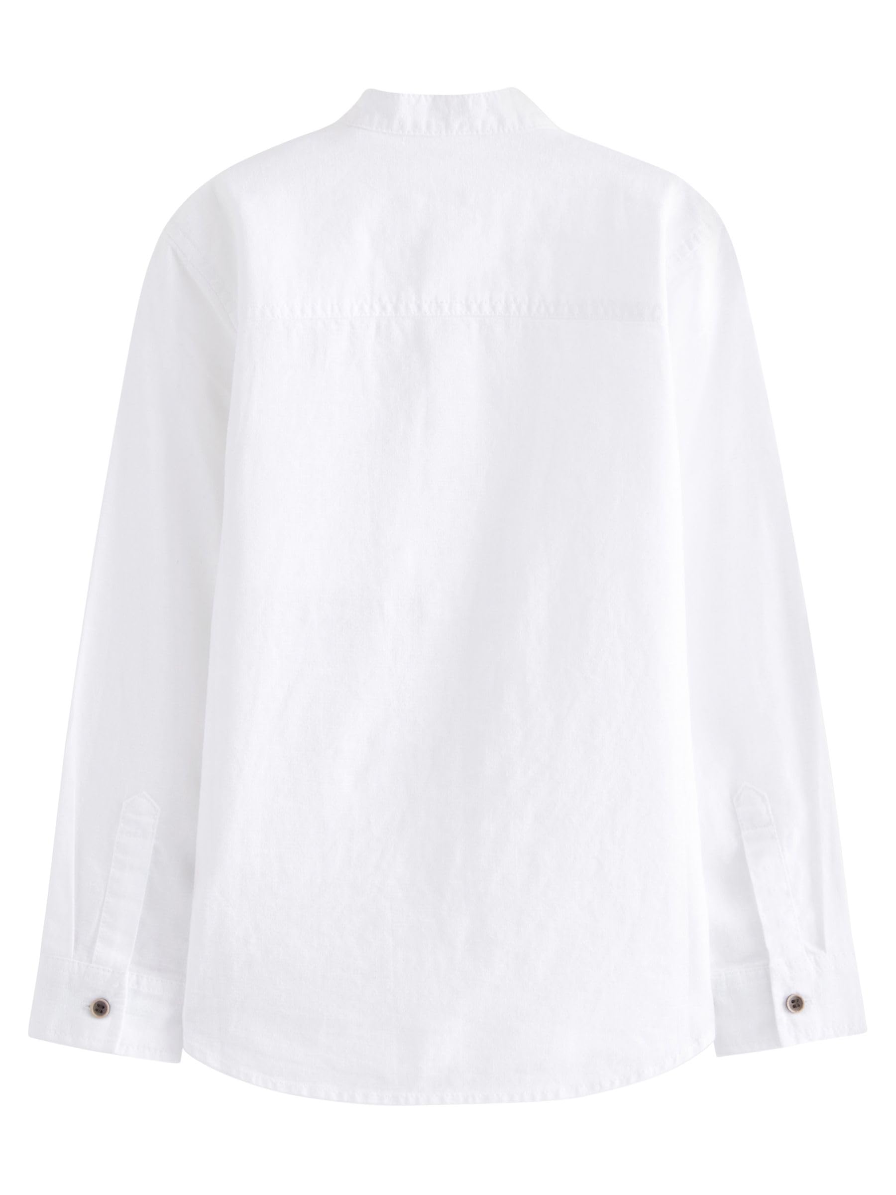 NEXT Niños Camisa de Manga Larga con Cuello Henley de Mezcla de Lino
