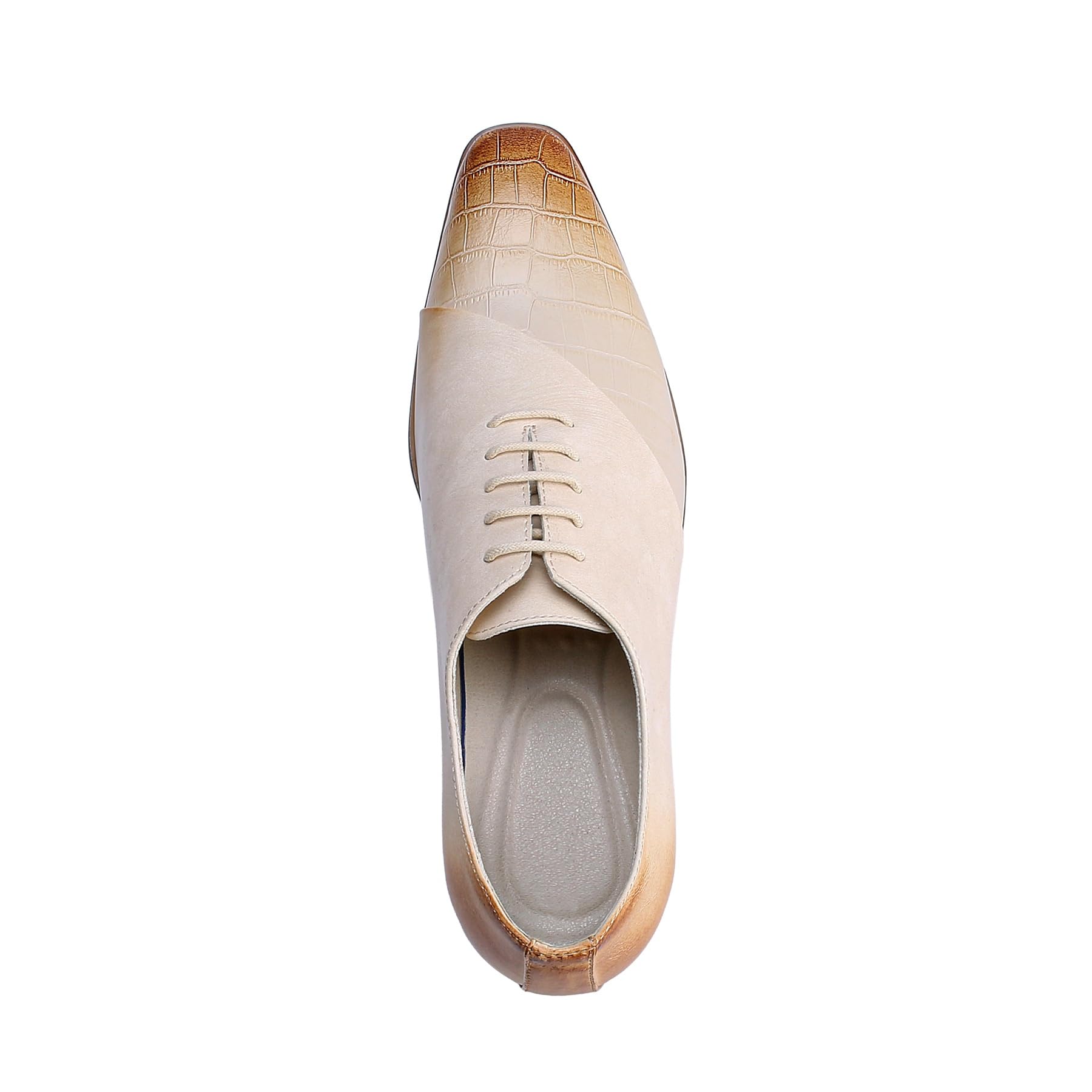 YFFUSHI Scarpe Oxford Uomo Stringate con Motivo Coccodrillo e Patchwork Vintage Eleganti per Matrimoni e Affari