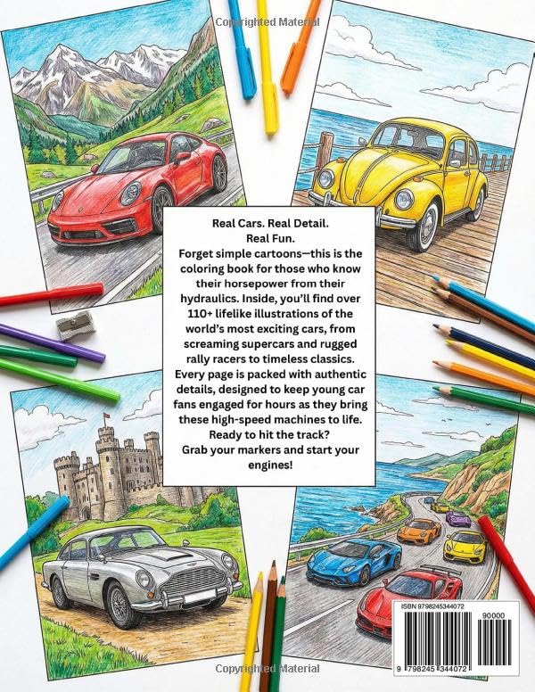 The Ultimate Realistic Car Colouring Book: 110+ High-Speed Supercars, Rally Racers, and Classic Legends | A Detailed Automotive Activity Book for All Ages image 3