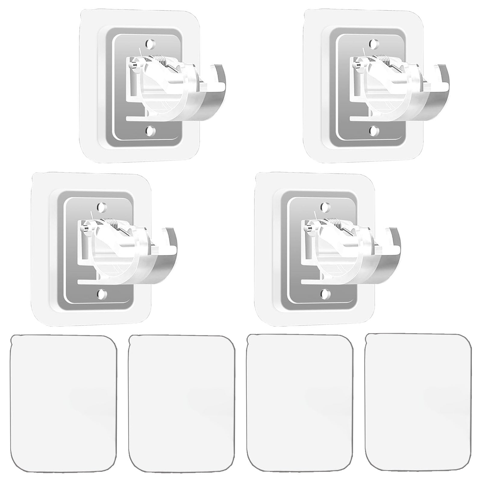 Tivleed Curtain Pole Brackets, Curtain Rod Holder, Curtain Pole Holders, Pack of 4 Self Adhesive Pole Brackets, No Drilling, Transparent Square 6x6CM Rod Holder for Kitchen, Bathroom