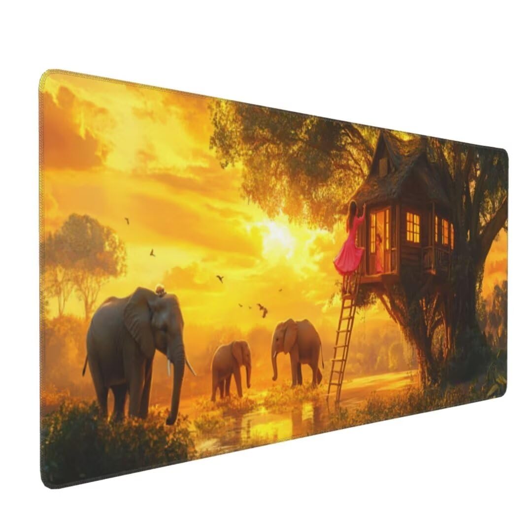 XXL duża podkładka pod mysz kabinową leśną 1400 x 600 x 3 mm, wodoodporna podkładka pod mysz, podkładka pod mysz z wielofunkcyjną i rozszerzoną podstawą antypoślizgową, dla personelu biurowego gracza