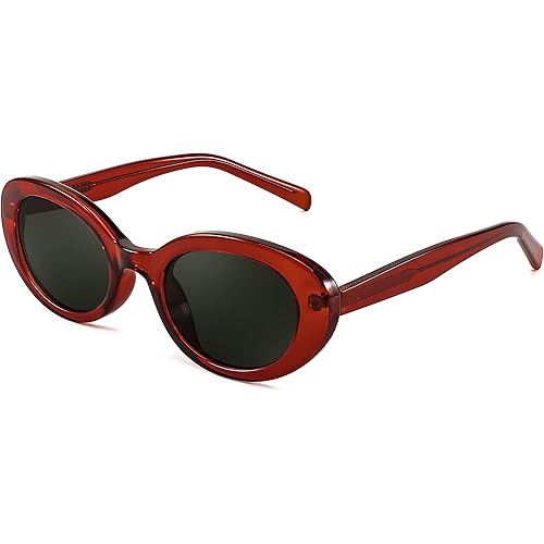 FEISEDY Sunglasses Womens, Retro Oval Sun Glasses Men, Small 90s Style B4128