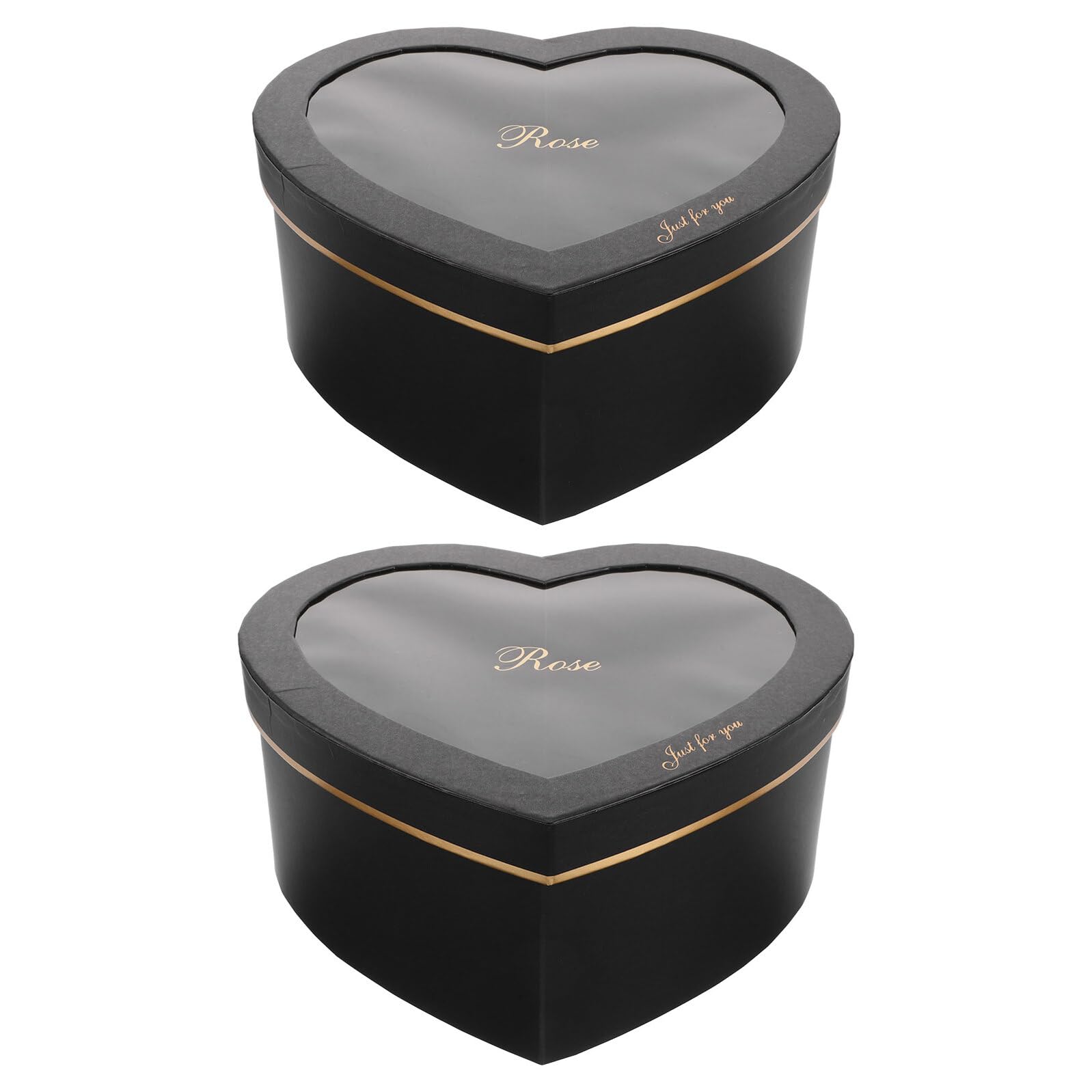 BCOATH 2 Stück Herzförmige Geschenkboxen aus Schwarzem Karton mit Sichtfenster Stapelbare Pappschachteln für Valentinstag Selbstgemacht Blumenkästen für Parfum Make Up und Blumen