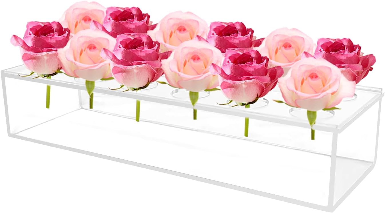 Acrylic Flower Vase, Clear Rectangular Design, Multipurpose