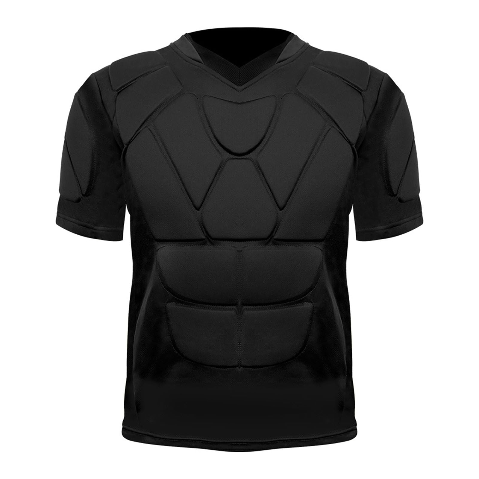 T-shirt de compression rembourré pour homme - Manches courtes - Séchage rapide - Protection contre les chocs - Protection complète - T-shirt de compression pour football, basketball, rugby, hockey sur