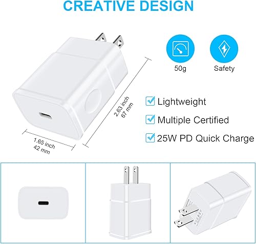 Miniatura 7 de Cargador súper rápido de 25 W, cargador de teléfono Android C de 10 pies de largo, cable USB tipo C, carga rápida para Samsung Galaxy A17 A16 5G A15