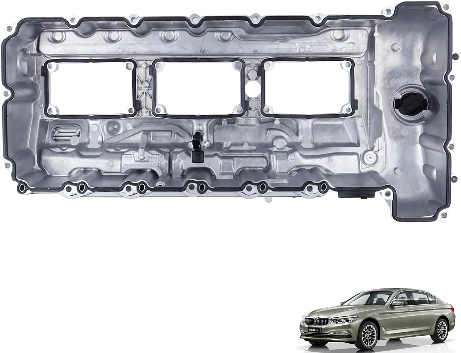 MUCO New Engine Valve Cover Kit Aluminum 11127570292 With Gasket Bolts Oil Cap Fit for 335i 535i 530i 640i 435i 740i 740Li X1 X3 X4 X5 X6 2010 2011 2012 2013 2014 2015 2016 2017