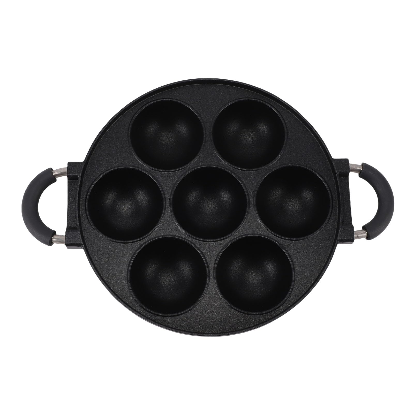 Dpofirs Grande Poêle à Griller Takoyaki, Poêle Antiadhésive à 7 Trous en Alliage d'aluminium pour Boulettes de Viande de Poulpe et Crêpes aux œufs, Double Poignées pour la Cuisson et la Cuisson sur