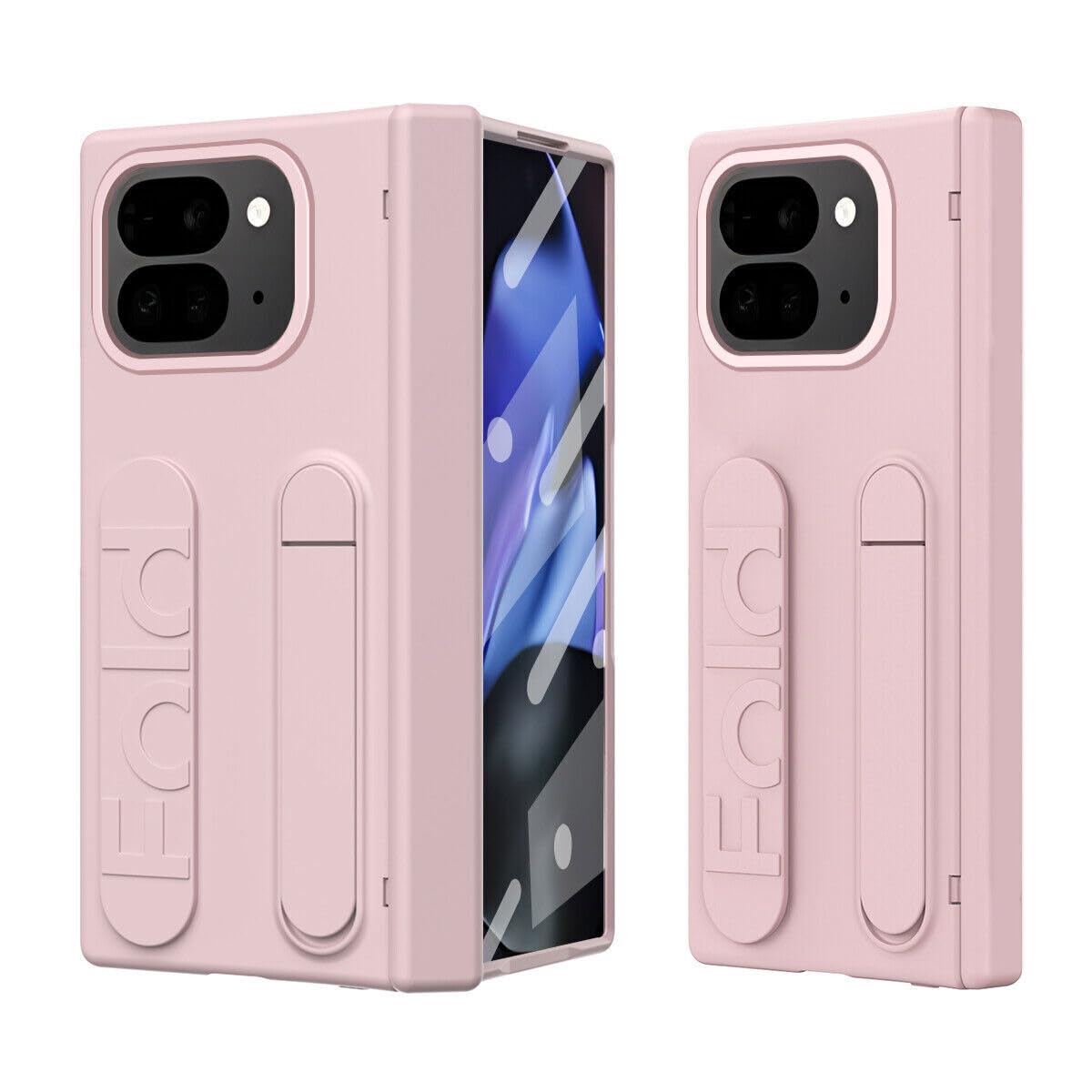Étui rigide rose pour Google Pixel 9 Pro Fold avec charnière, fente stylo et support - 8