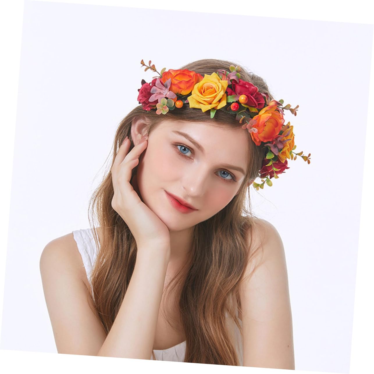 FRCOLOR 3 Pz per con fiore di simulazione garbo grazia floreale di rosa veli per spose cerchietti bambina foglia verde fasce per ragazze struttura copricapo ghirlanda