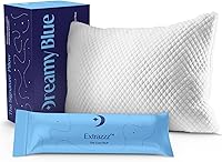DreamyBlue Signature Queen Adjustable Shredded Memory Foam Pillow - Neutral Alignment for Side, Back & Stomach Sleepers, Washable Bamboo Cover