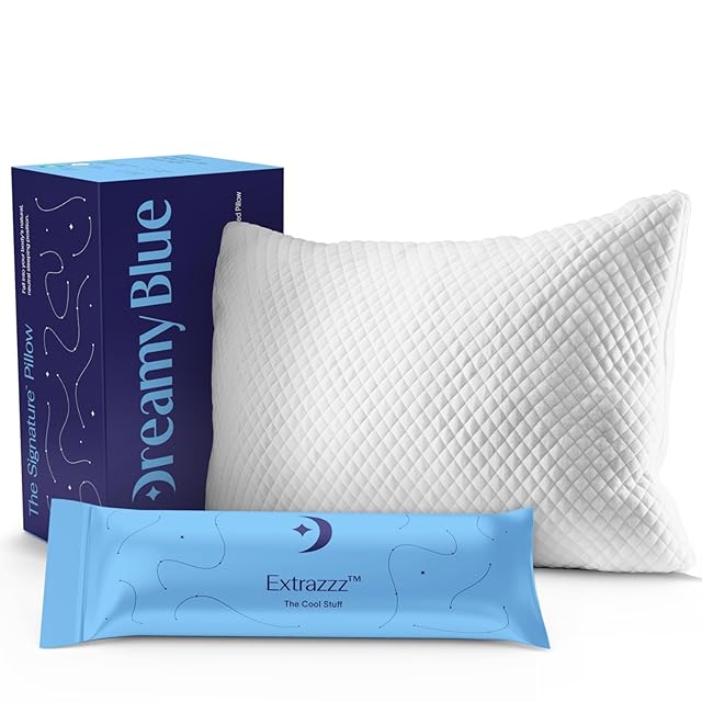DreamyBlue Signature adjustable shredded memory foam pillow with bamboo rayon cover, queen size