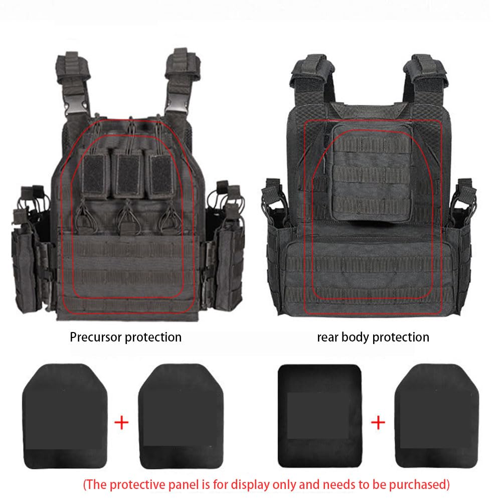 Chaleco táctico de liberación rápida, Chaleco MOLLE Multifuncional para Exteriores, Equipo de protección, Uniforme de Entrenamiento Militar Adecuado para Defensa Personal (Black 1)