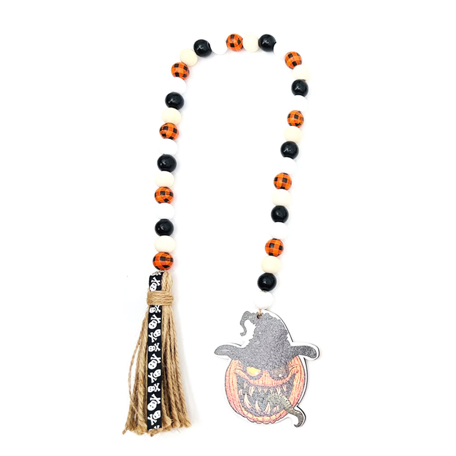 Buxuaaaa A Buxuaaa Halloween Wood Bead Garland With Tag Farmhouse Wood Beads Hanging Decor For Halloween Shelf Display Home Decor Decorations For Home Vintage Bedroom Cute Pumpkin