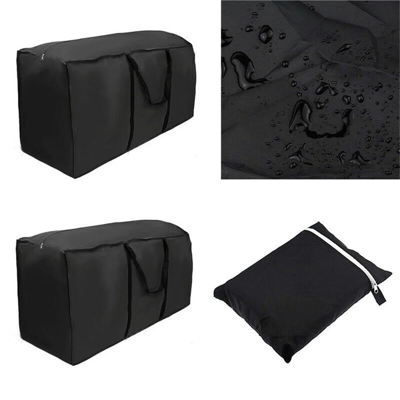 Borsa portaoggetti nera in tessuto Oxford resistente e impermeabile, coperture for set di mobili da giardino, organizer Per Cuscini(122x39x55cm)