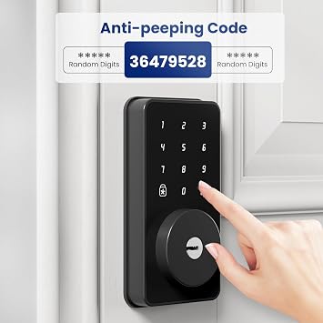 Biquole Keyless Entry Door Lock with Keypad-Electronic Door Lock with Code | Smart Deadbolt Lock for Front Door, Electronic Digital Keypad Deadbolt, Auto-Lock | One-time Codes | Easy Install | IP53
