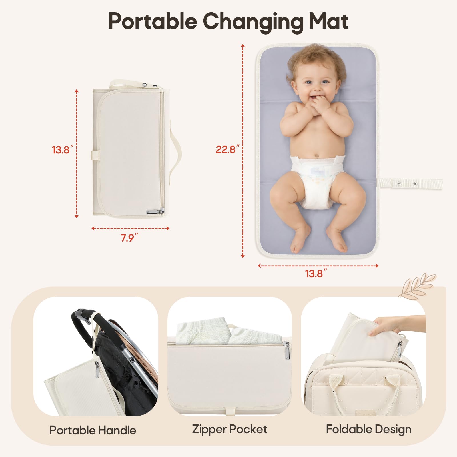 RAINSMORE Sac à Dos à Langer avec Matelas à Langer Pliable et Portable