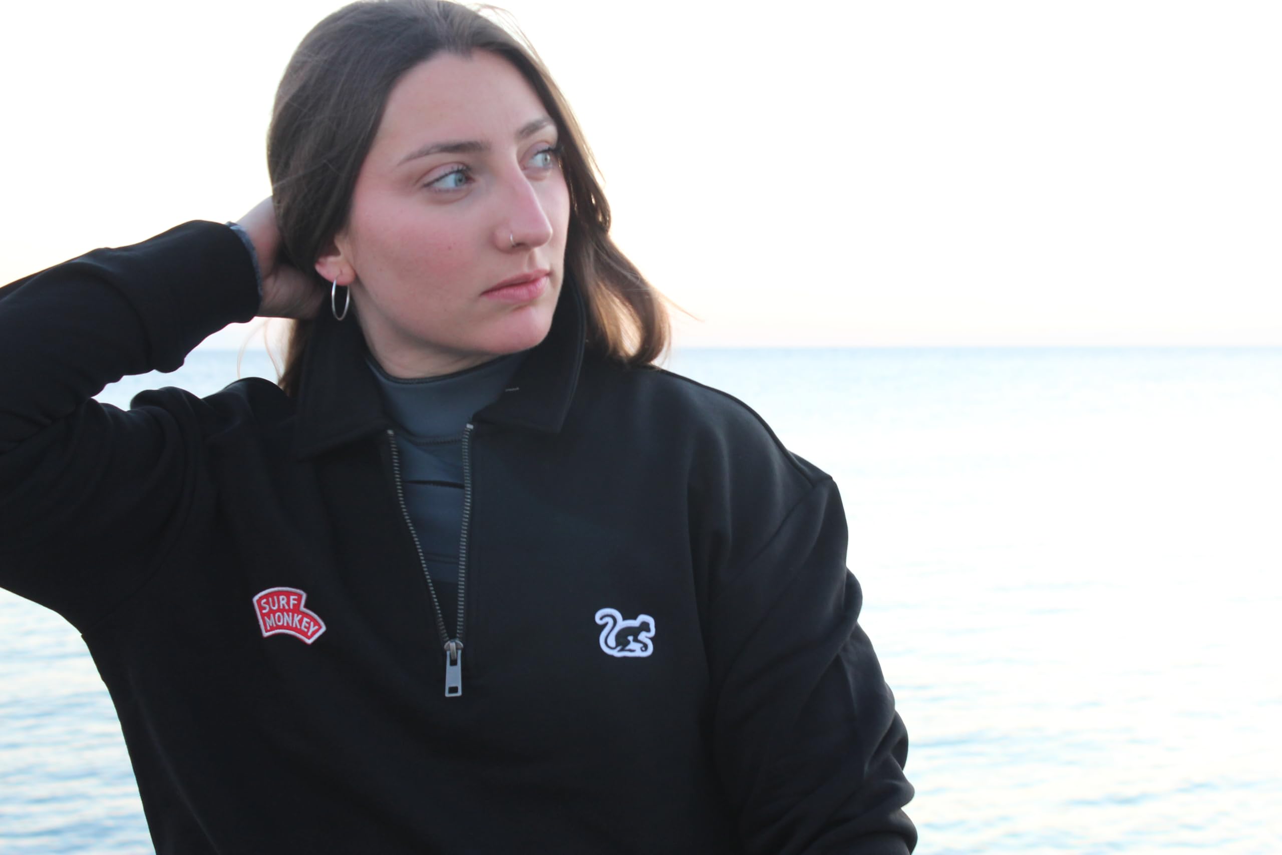 Surf Monkey Felpa 1/4 Cerniera - Collo Tipo Polo - Cotone biologico
