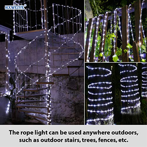HXWEIYE Upgrade Rope Lights for Bedroom, White 120LED String Light Outdoor with 16 Clips on Wall, Timer & 8 Modes, 40Ft USB Powered Fairy Lights Waterproof for Garden, Pool, Camping, Christmas Decor