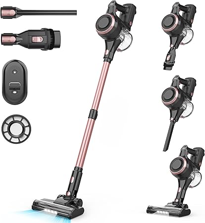 Vazone S22 Cordless Vacuum Cleaners for Home Lightweight Stick Vacuum with.