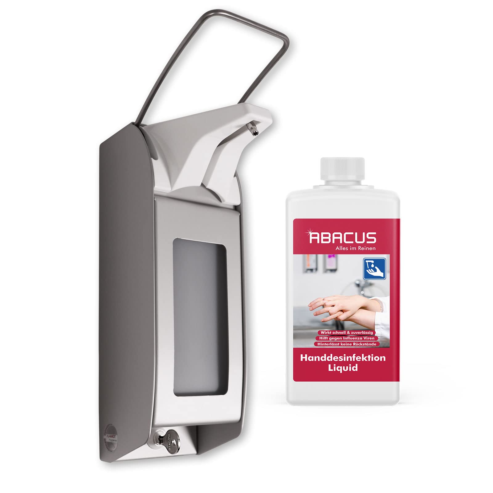Seifenspender OPHARDT Hygiene ingo-man Plus für 1000 ml mit Desinfektionsmittel 1 L Euroflasche, Handdesinfektionsmittel liquid, Desinfektionsmittel fluessig - ABACUS (7822)