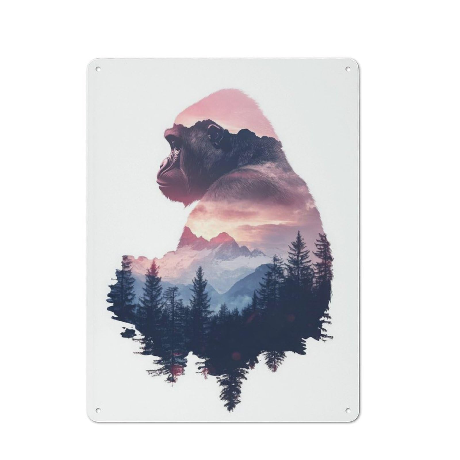 Gorilla Mountain Sunset Industrial-style Tin Sign 40x30cm for Café Or Home Bar, for Cooler-month Interiors with Industrial Character