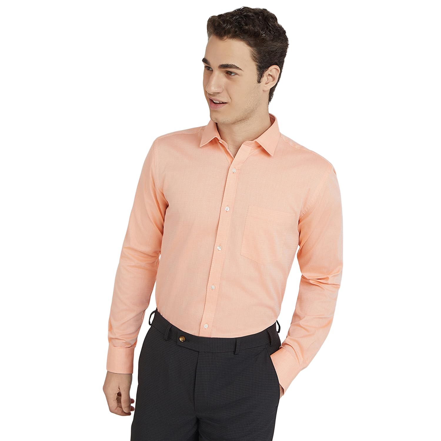 park avenue Men's Pure Cotton Structure Pattern Slim Fit Semi Cutaway Collar Full Sleeve Formal Shirt-picture-19
