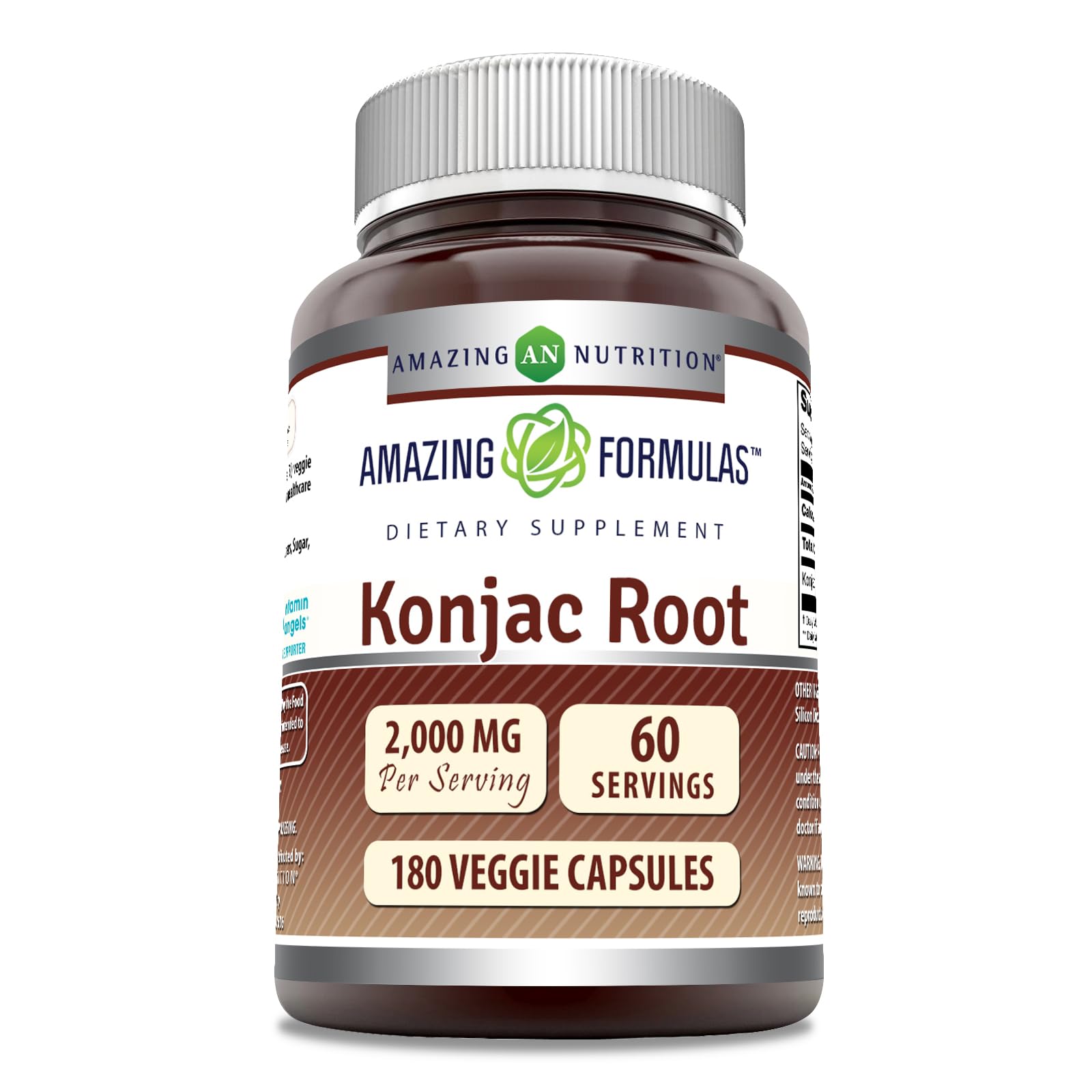 Amazing Formulas Konjac Root Supplement | 2000 Mg per Serving Supplement | Non-GMO | Gluten-Free | Made in USA 180 Count 1 Count (Pack of 1)