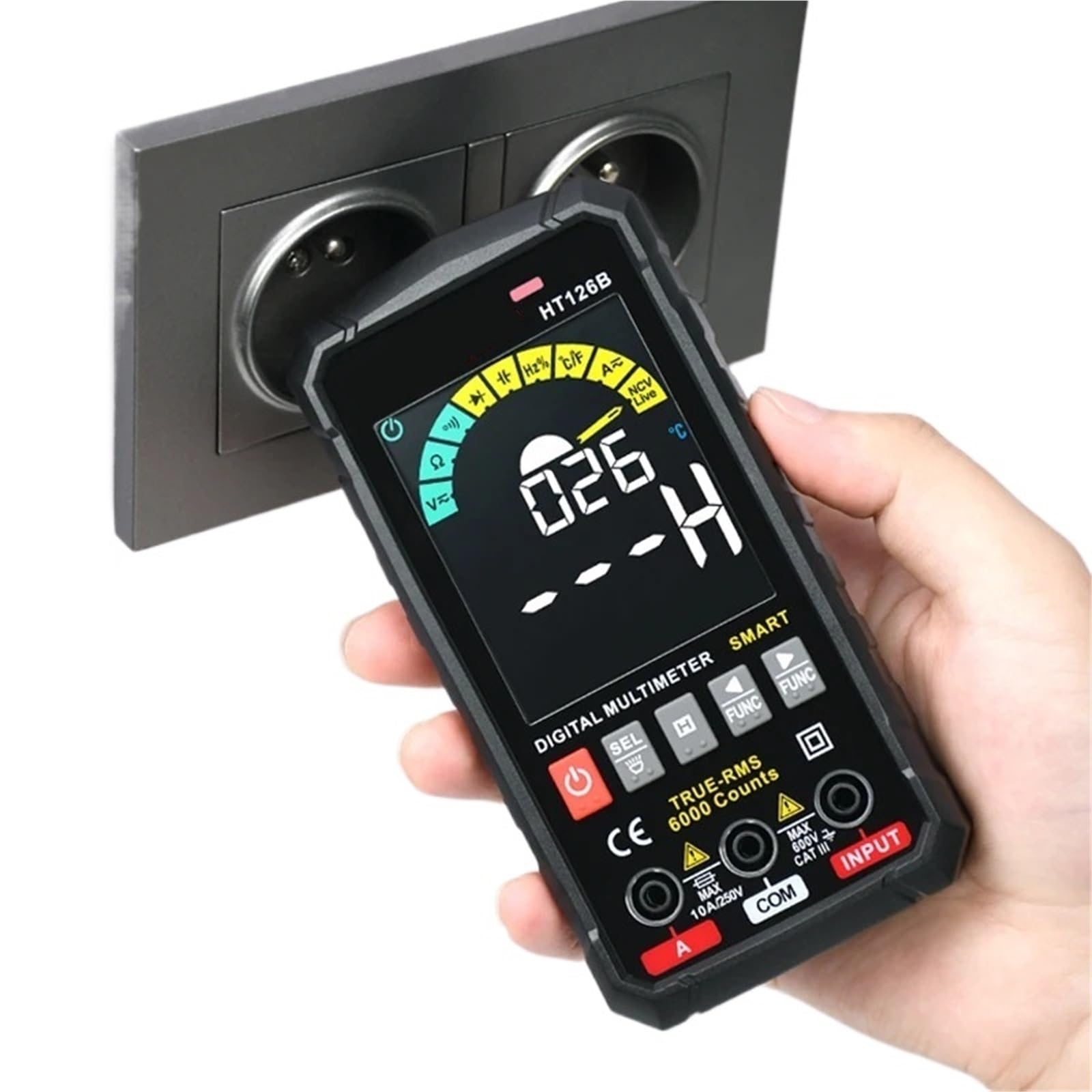 1 pz HT126 Multimetro digitale professionale AC TRMS Tensione Corrente Ohm 60 mF Hz Tester misuratore elettricista(HT127B)