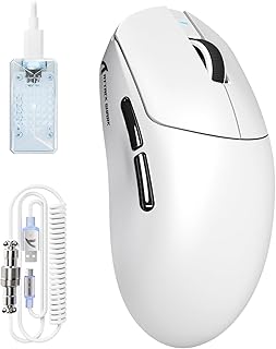 ATTACK SHARK X8ULTIMATE ゲーミングマウス 8000Hz ワイヤレス 65g 超軽量 Nordic 54L15搭載 PAW3950 MAXセンサー 42000DPI トライモード 2.4G/Bluetooth/USB eスポーツ fps 800mAh 最大500時間 充電式 中大手向け 氷感コーティング 国内正規品（技術基準適合証明番号：219-259715） 白 ホワイト