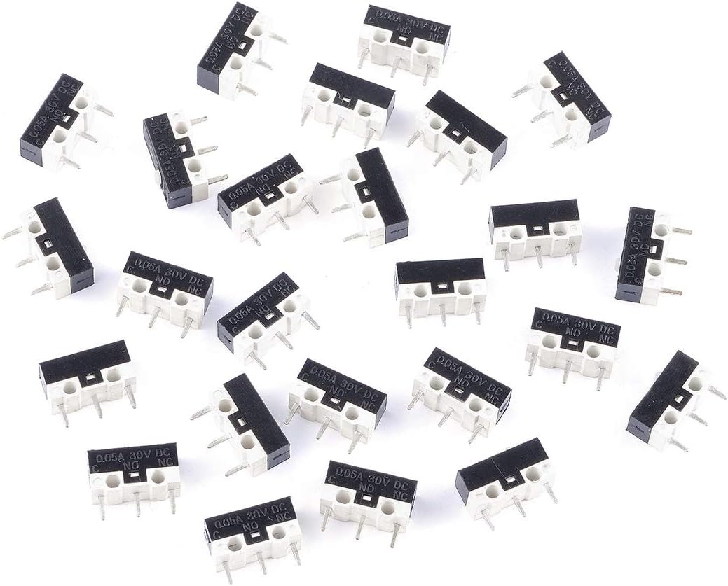 Cylewet 25Pcs DC 30V 0.05A 3Pin SPDT Snap Button Type Limit Micro Switch for Arduino (Pack of 25) CYT1114