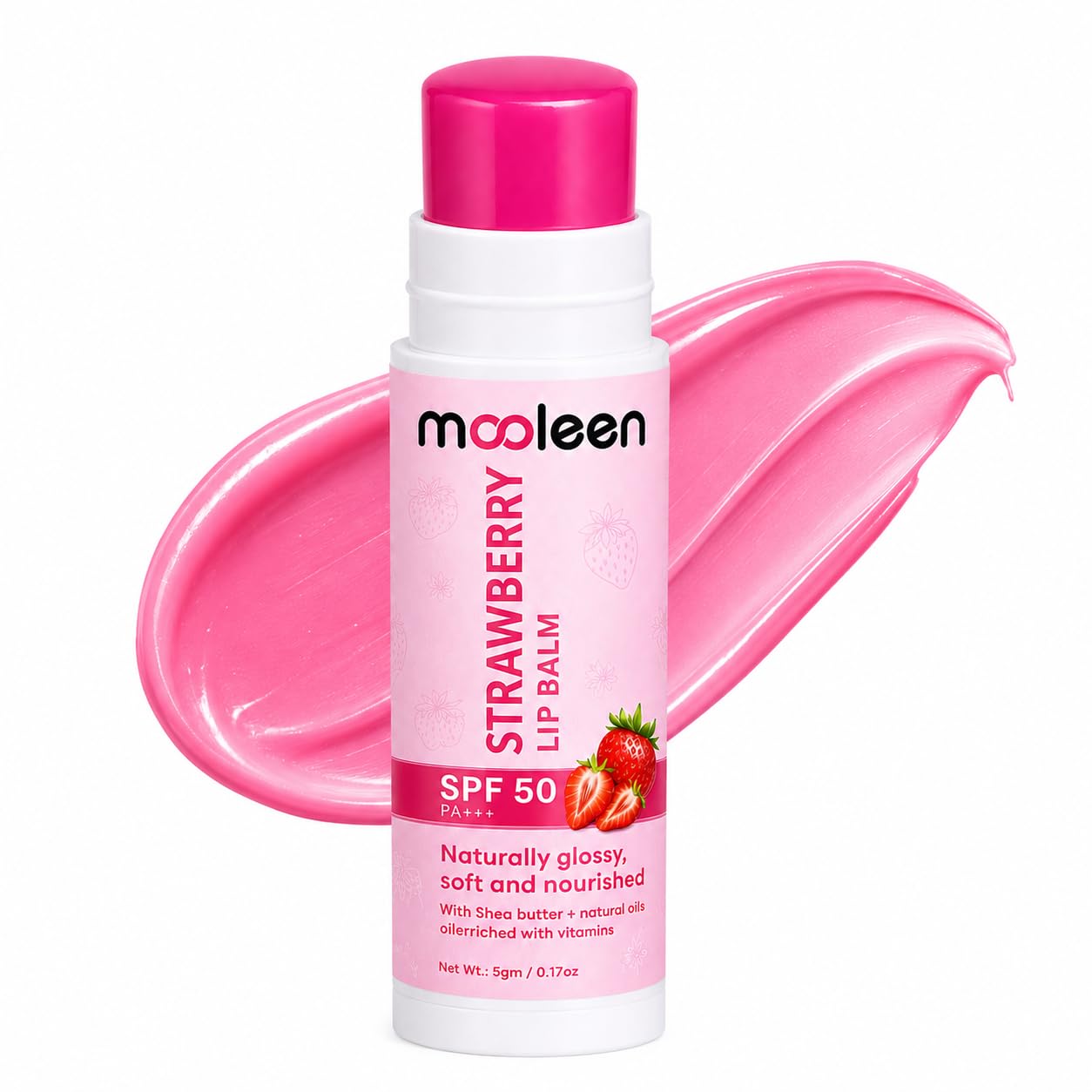 Nourishing Tinted Strawberry Lip Balm SPF 50 PA+++ with Vitamin E, Shea Butter | 12-Hour Moisturization | Natural Pink Tint | Brightens Dry & Chapped Lips | 5g-image-35