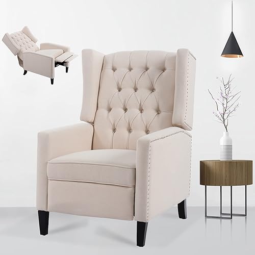 Miniatura 8 de Sillas reclinables para adultos, sofá reclinable ajustable con respaldo de ala con reposapiés extendido, sillas reclinables modernas de tela, sillas