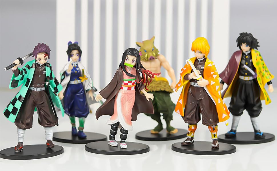 Image of Mini Action Figures, Multiple Character Collectible Set, Car Dashboard, Decoration and Cake Topper Toys for Fans 5-15 cm (Demon Slayer Big Size, 6 Pcs Set)