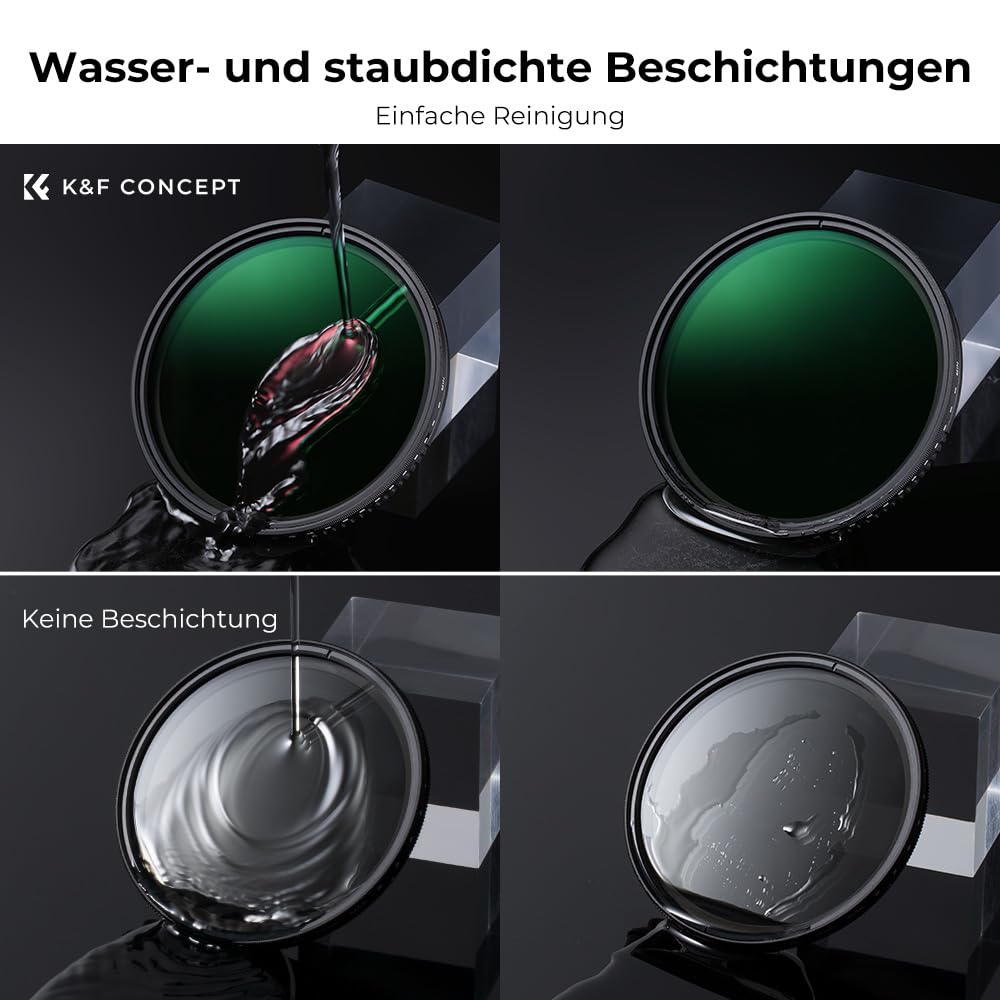 K&F CONCEPT Variabler ND Filter 72mm ND8- ND2000 Graufilter (3-11 Blenden) | Optikglas mit 24-lagiger Nano-Beschichtung,wasserdicht,HD Bild,für Landschaftsfotografie,Nano-Dazzle,FN503