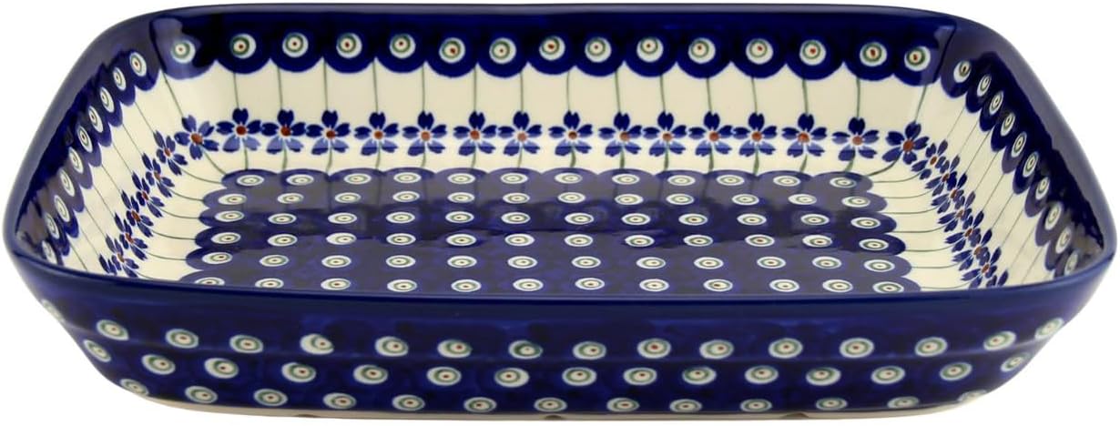 Polish Pottery Market Rectangular Baking Dish 10 x 8" Hand Made by Zaklady Boleslawiec Poland - Polish Stoneware - Oven Safe - Dishwasher Safe
